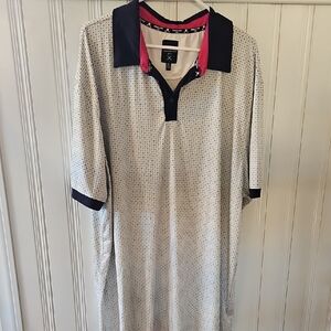 Kenneth Cole Golf Navy Polo Shirt with Pink Trim and White Base